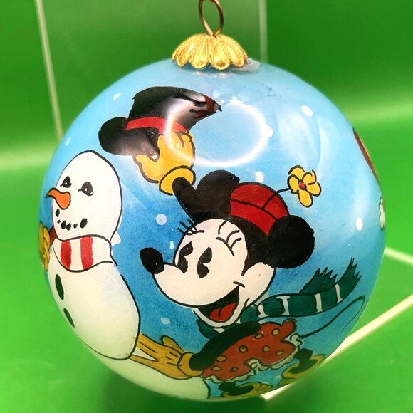 Disney Inside Reverse Painted Glass Christmas Ornament Mickey Minnie Donald Goof - Picture 4 of 12